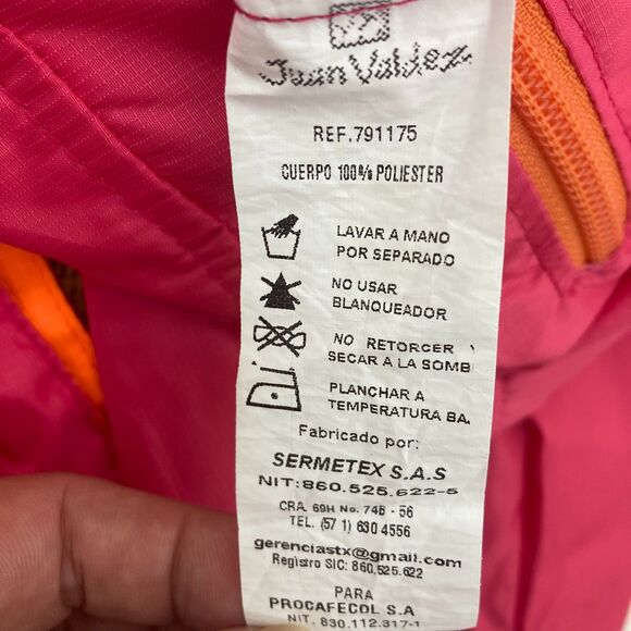 Juan Valdez Colombia Pink Orange Hooded Windbreaker M - Picture 14 of 15